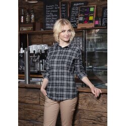 KARLOWSKY Damen Flanellbluse URBAN-FLAIR Langarm Schwarz Karo