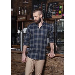 KARLOWSKY Herren Flanellhemd URBAN-STYLE Langarm Marine Karo