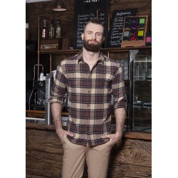 KARLOWSKY Herren Flanellhemd URBAN-TREND Langarm Sahara Karo