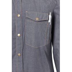 KARLOWSKY Damen Kochhemd JEANS-STYLE Druckknöpfe Modern-Fit Schwarz