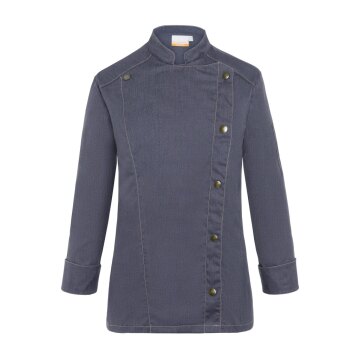 KARLOWSKY Damen Kochjacke JEANS-STYLE Druckknöpfe Schwarz