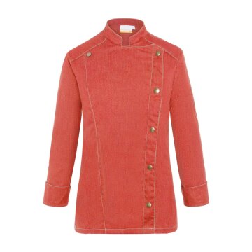 KARLOWSKY Damen Kochjacke JEANS-STYLE Druckknöpfe Modern-Fit Rot
