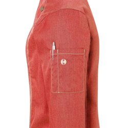 KARLOWSKY Damen Kochjacke JEANS-STYLE Druckknöpfe Modern-Fit Rot