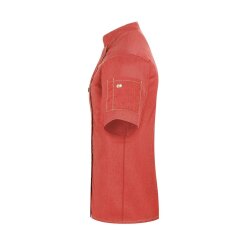 KARLOWSKY Damen Kochjacke JEANS-STYLE Kurzarm Modern-Fit Rot