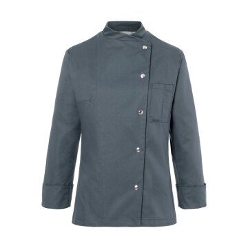 KARLOWSKY Damen Kochjacke Druckknöpfe Modern-Fit Anthrazit