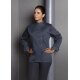 KARLOWSKY Damen Kochjacke Druckknöpfe Modern-Fit Anthrazit
