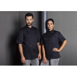 KARLOWSKY Damen Kochjacke GRETA Kurzarm Druckknöpfe Schwarz