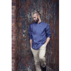 KARLOWSKY Herren Kochjacke JEANS-STYLE Modern-Fit Jeansblau