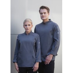 KARLOWSKY Herren Kochjacke NOAH Druckknöpfe Modern-Fit Anthrazit