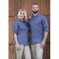 KARLOWSKY Herren Kochhemd JEANS-STYLE Langarm Modern-Fit Jeansblau