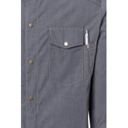 KARLOWSKY Herren Kochhemd JEANS-STYLE Langarm Modern-Fit Schwarz