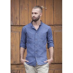 KARLOWSKY Herren Kochhemd JEANS-STYLE Langarm Jeansblau