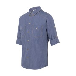 KARLOWSKY Herren Kochhemd JEANS-STYLE Langarm Jeansblau