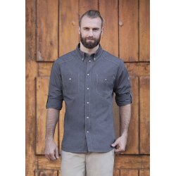 KARLOWSKY Herren Kochhemd JEANS-STYLE Langarm Modern Schwarz
