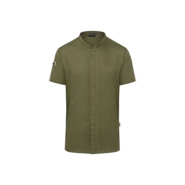 KARLOWSKY Herren Kochjacke GREEN Kurzarm Modern Fit Moosgrün