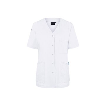 KARLOWSKY Damen Kasack ESSENTIAL Kurzarm V-Neck Modern-Fit Weiß