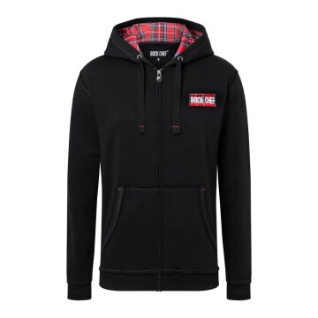 KARLOWSKY Unisex Kapuzen-Sweatjacke ROCK-CHEF® Schwarz/Glencheck