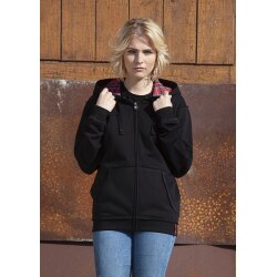 KARLOWSKY Unisex Kapuzen-Sweatjacke ROCK-CHEF® Schwarz/Glencheck