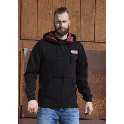 KARLOWSKY Unisex Kapuzen-Sweatjacke ROCK-CHEF® Schwarz/Glencheck