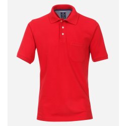 REDMOND Herren Polo-Shirt Kurzarm Polokragen Knopfleiste Casual Fit Baumwolle Piqué Pflegeleicht uni Rot