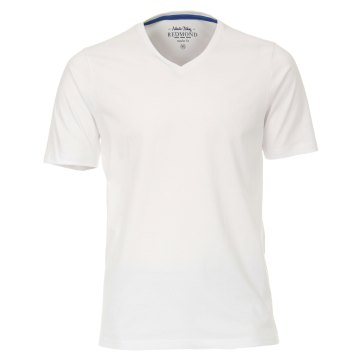 REDMOND Casual Herren T-Shirt V-Ausschnitt Regular-Fit Jersey Weiß