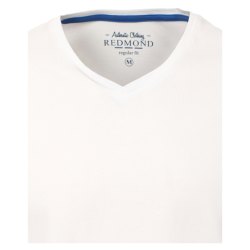 REDMOND Casual Herren T-Shirt V-Ausschnitt Regular-Fit Jersey Weiß