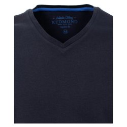 REDMOND Casual Herren T-Shirt V-Ausschnitt Regular-Fit Jersey Marine