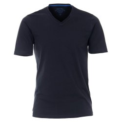 REDMOND Herren T-Shirt Kurzarm V-Ausschnitt Regular Fit 100% Baumwolle Jersey uni Marine