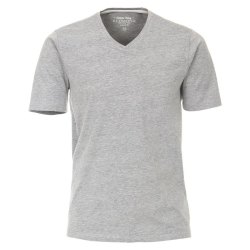 REDMOND Herren T-Shirt Kurzarm V-Ausschnitt Regular Fit 100% Baumwollmix Jersey Grau meliert