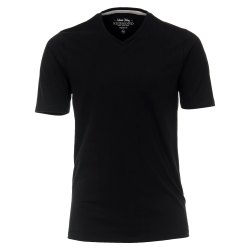 REDMOND Herren T-Shirt Kurzarm V-Ausschnitt Regular Fit 100% Baumwolle Jersey uni Schwarz