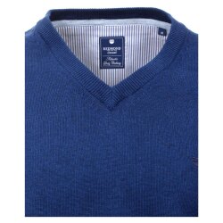 REDMOND Casual Herren Pullover Langarm V-Neck Comfort Mittelblau
