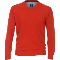 REDMOND Casual Herren Pullover Langarm V-Neck Comfort Rot