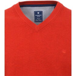 REDMOND Casual Herren Pullover Langarm V-Neck Comfort Rot