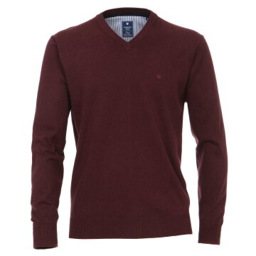 REDMOND Casual Herren Pullover Langarm V-Neck Comfort Bordeaux