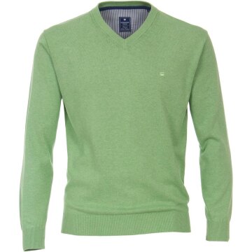REDMOND Casual Herren Pullover Langarm V-Neck Comfort Apfelgrün