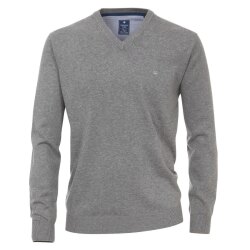 REDMOND Casual Herren Pullover Langarm V-Neck Comfort Grau