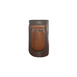 Karlowsky Leder Vorbinder 59 x 40 cm unisex Nieten Metallring Echtleder Rindsleder handgearbeitet Mokka/Cognac