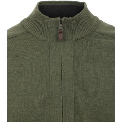 REDMOND Casual Herren Strickjacke Stehkragen Zipper Regular-Fit Olivgrün