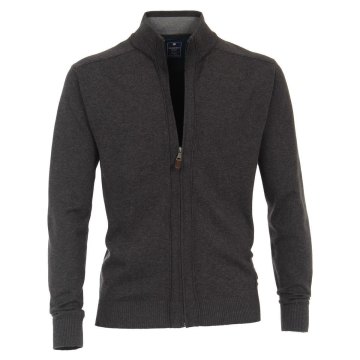 REDMOND Casual Herren Strickjacke Stehkragen Zipper Regular-Fit Anthrazit