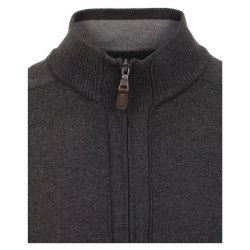 REDMOND Casual Herren Strickjacke Stehkragen Zipper Regular-Fit Anthrazit