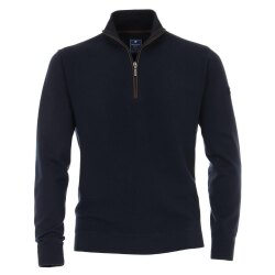REDMOND Casual Herren Strick-Troyer Zipper Comfort Marine