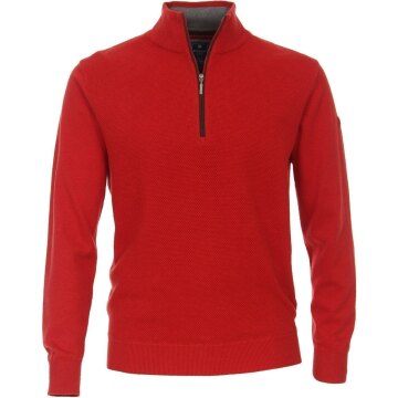 REDMOND Casual Herren Strick-Troyer Zipper Comfort Baumwolle Rot