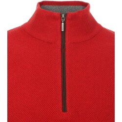 REDMOND Casual Herren Strick-Troyer Zipper Comfort Baumwolle Rot
