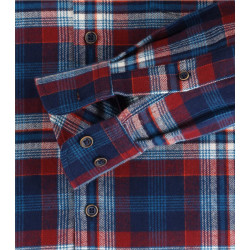 REDMOND Casual Herren Freizeithemd Langarm Button-Down-Kragen Regular Fit Baumwolle Print Blau
