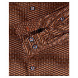 REDMOND Casual Herren Freizeithemd Langarm Button-Down-Kragen Regular Fit Baumwolle Print Orange