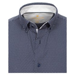 REDMOND City Herren Businesshemd Langarm Button-Down-Kragen Variomanschette Modern Fit Baumwollmix Print Marine