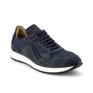 HAMLET ERIC Blue Nubuk-Tessuto Blau Veloursleder Sneaker aus edlem Kalbsleder Größe 45