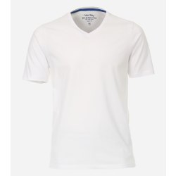 REDMOND Herren T-Shirt Kurzarm V-Ausschnitt Regular Fit 100% Baumwolle Jersey uni Weiß 3XL