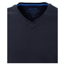 REDMOND Casual Herren T-Shirt V-Ausschnitt Regular-Fit Jersey Marine L