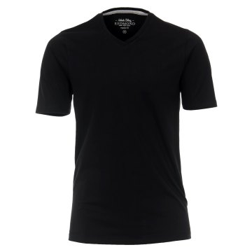 REDMOND Casual Herren T-Shirt V-Ausschnitt Regular-Fit Jersey Schwarz L